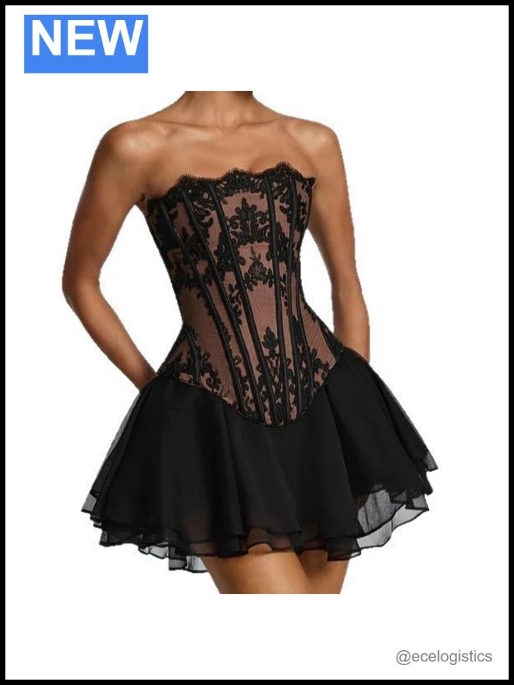 Lace Corset Top & Tulle Skirt 2 Piece Outfit for Women